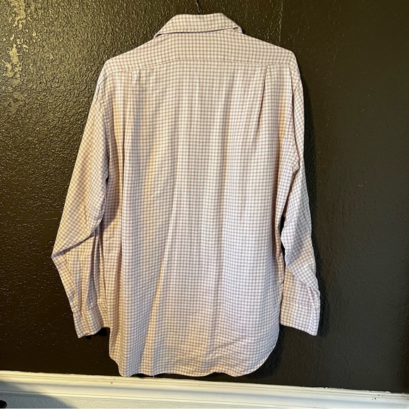 Red & White Long Sleeve Button Down Collared Shirt, Size 16L, 100% Cotton - Picture 4 of 4